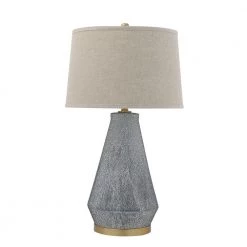 30 in. Blue Table Lamp with Linen Shade by 3R Studios