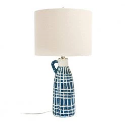 28.5 in. H Blue Table Lamp with Linen Shade by 3R Studios -Heath Zenith Shop blue 3r studios table lamps df1946 1f 1000