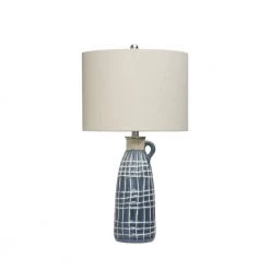 28.5 in. H Blue Table Lamp with Linen Shade by 3R Studios
