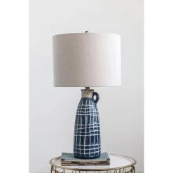 28.5 in. H Blue Table Lamp with Linen Shade by 3R Studios -Heath Zenith Shop blue 3r studios table lamps df1946 fa 1000