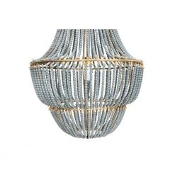 1-Light Grey Metal Chandelier with Wood Bead Shade by 3R Studios 10 1-Light Grey Metal Chandelier with Wood Bead Shade by 3R Studios -Heath Zenith Shop bluish grey 3r studios chandeliers ec0233 1f 1000