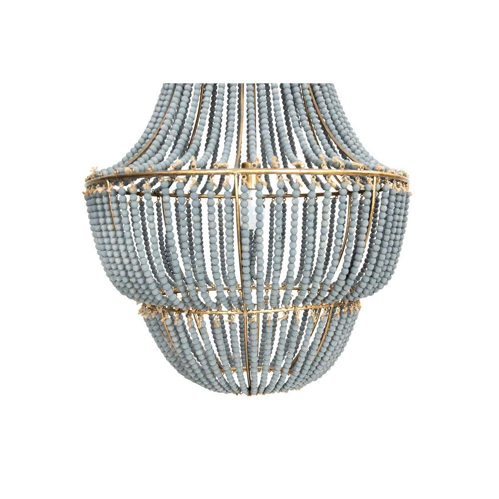 1-Light Grey Metal Chandelier with Wood Bead Shade by 3R Studios 6 1-Light Grey Metal Chandelier with Wood Bead Shade by 3R Studios - Image 4