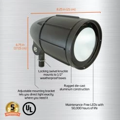 30-Watt Bronze Outdoor Integrated LED Landscape Weatherproof Bullet Flood Light with Adjustable Mounting Bracket by Newhouse Lighting -Heath Zenith Shop bronze newhouse lighting flood lights blf30brz 1f 1000