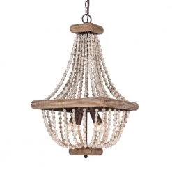 4-Light Brown Vintage Wood Bead Chandelier by matrix decor -Heath Zenith Shop brown matrix decor chandeliers md2252 4ab110v 1f 1000