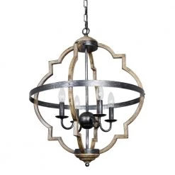 4-Light Brown Wood Chandelier by matrix decor -Heath Zenith Shop brown matrix decor chandeliers mdd2260 4bz110v 1f 1000