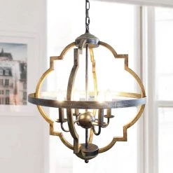 4-Light Brown Wood Chandelier by matrix decor -Heath Zenith Shop brown matrix decor chandeliers mdd2260 4bz110v 4f 1000
