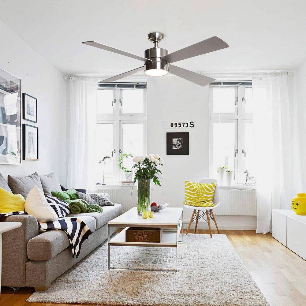 52 in. LED Brushed Chrome Ceiling Fan with Light Kit and Remote Control by matrix decor 4 52 in. LED Brushed Chrome Ceiling Fan with Light Kit and Remote Control by matrix decor - Image 2