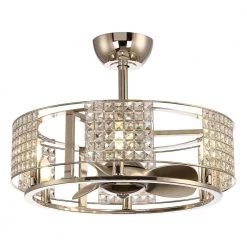 24.2 in. Indoor Brushed Nickel Caged Ceiling Fan with Remote Control by matrix decor