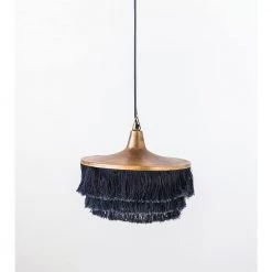 1-Light Charcoal Grey Pendant Light with Fringe Shade by 3R Studios -Heath Zenith Shop charcoal 3r studios chandeliers df2199 4f 1000