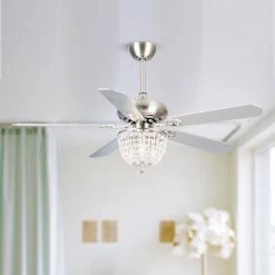 52 in. Indoor Chrome Ceiling Fan with Light Kit and Remote Control by matrix decor -Heath Zenith Shop chrome matrix decor ceiling fans with lights md bbt52 8010bn 44 1000
