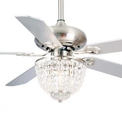 52 in. Indoor Chrome Ceiling Fan with Light Kit and Remote Control by matrix decor