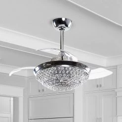 36 in. Indoor Chrome Crystal Ceiling Fan with Light and Remote Control by matrix decor -Heath Zenith Shop chrome matrix decor ceiling fans with lights md f3503110v 44 1000