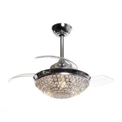 36 in. Indoor Chrome Crystal Ceiling Fan with Light and Remote Control by matrix decor