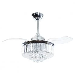 36 in. LED Indoor Chrome Crystal Ceiling Fan with Light Kit and Wall Control by matrix decor -Heath Zenith Shop chrome matrix decor ceiling fans with lights md f3507a110v c3 1000