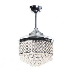 36 in. LED Indoor Chrome Retractable Crystal Ceiling Fan with Light and Wall Control by matrix decor -Heath Zenith Shop chrome matrix decor ceiling fans with lights md f3508a110v 4f 1000