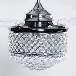 36 in. LED Indoor Chrome Retractable Crystal Ceiling Fan with Light and Wall Control by matrix decor -Heath Zenith Shop chrome matrix decor ceiling fans with lights md f3508a110v fa 1000