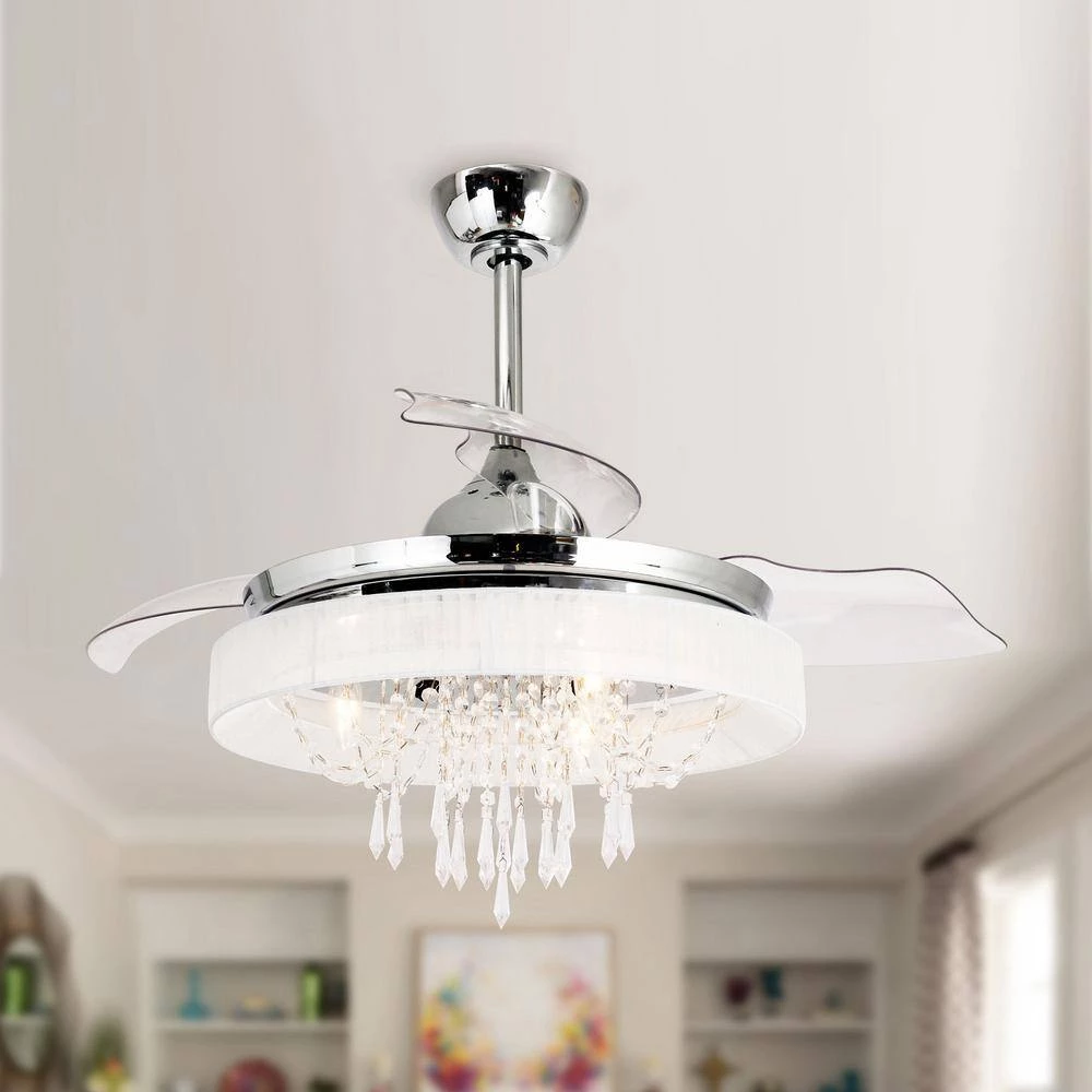 42 in. LED Indoor Chrome Ceiling Fan with Light Kit and Remote Control by matrix decor 7 42 in. LED Indoor Chrome Ceiling Fan with Light Kit and Remote Control by matrix decor - Image 5