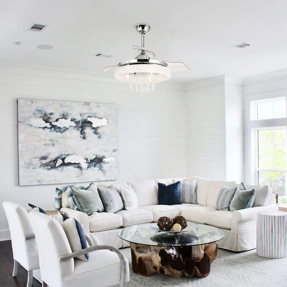 42 in. LED Indoor Chrome Ceiling Fan with Light Kit and Remote Control by matrix decor 4 42 in. LED Indoor Chrome Ceiling Fan with Light Kit and Remote Control by matrix decor - Image 2