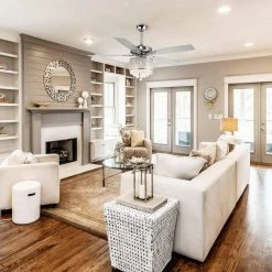 52 in. Indoor Chrome Crystal Chandelier Ceiling Fan with Light and Remote Control by matrix decor -Heath Zenith Shop chrome matrix decor ceiling fans with lights md f6214110v 31 1000