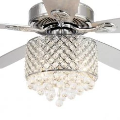 52 in. Indoor Chrome Crystal Chandelier Ceiling Fan with Light and Remote Control by matrix decor -Heath Zenith Shop chrome matrix decor ceiling fans with lights md f6214110v 4f 1000