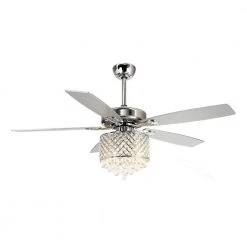 52 in. Indoor Chrome Crystal Chandelier Ceiling Fan with Light and Remote Control by matrix decor
