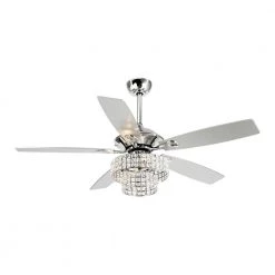 52 in. Indoor Chrome Crystal Chandelier Ceiling Fan with Light and Remote Control by matrix decor -Heath Zenith Shop chrome matrix decor ceiling fans with lights md f6215110v c3 1000