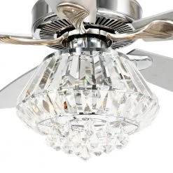 52 in. Indoor Chrome Downrod Mount Crystal Chandelier Ceiling Fan with Light and Remote Control by matrix decor -Heath Zenith Shop chrome matrix decor ceiling fans with lights md f6222110v 1f 1000