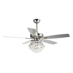 52 in. Indoor Chrome Downrod Mount Crystal Chandelier Ceiling Fan with Light and Remote Control by matrix decor -Heath Zenith Shop chrome matrix decor ceiling fans with lights md f6222110v c3 1000