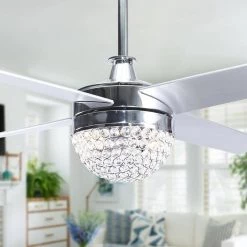 48 in. Indoor Chrome Crystal Ceiling Fan with Light and Remote Control by matrix decor -Heath Zenith Shop chrome matrix decor ceiling fans with lights md f6223110v 66 1000