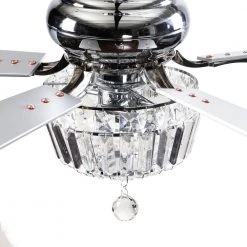 52 in. Chrome Crystal Chandelier Ceiling Fan with Light and Remote Control in Downrod Mounted by matrix decor 14 52 in. Chrome Crystal Chandelier Ceiling Fan with Light and Remote Control in Downrod Mounted by matrix decor -Heath Zenith Shop chrome matrix decor ceiling fans with lights md f6231110v 44 1000