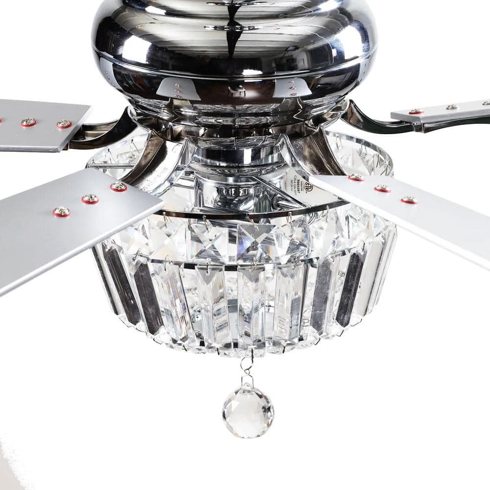 52 in. Chrome Crystal Chandelier Ceiling Fan with Light and Remote Control in Downrod Mounted by matrix decor 8 52 in. Chrome Crystal Chandelier Ceiling Fan with Light and Remote Control in Downrod Mounted by matrix decor - Image 6