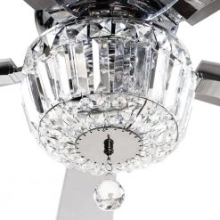 52 in. Chrome Crystal Chandelier Ceiling Fan with Light and Remote Control in Downrod Mounted by matrix decor 12 52 in. Chrome Crystal Chandelier Ceiling Fan with Light and Remote Control in Downrod Mounted by matrix decor -Heath Zenith Shop chrome matrix decor ceiling fans with lights md f6231110v 4f 1000
