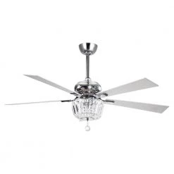 52 in. Chrome Crystal Chandelier Ceiling Fan with Light and Remote Control in Downrod Mounted by matrix decor 11 52 in. Chrome Crystal Chandelier Ceiling Fan with Light and Remote Control in Downrod Mounted by matrix decor -Heath Zenith Shop chrome matrix decor ceiling fans with lights md f6231110v c3 1000