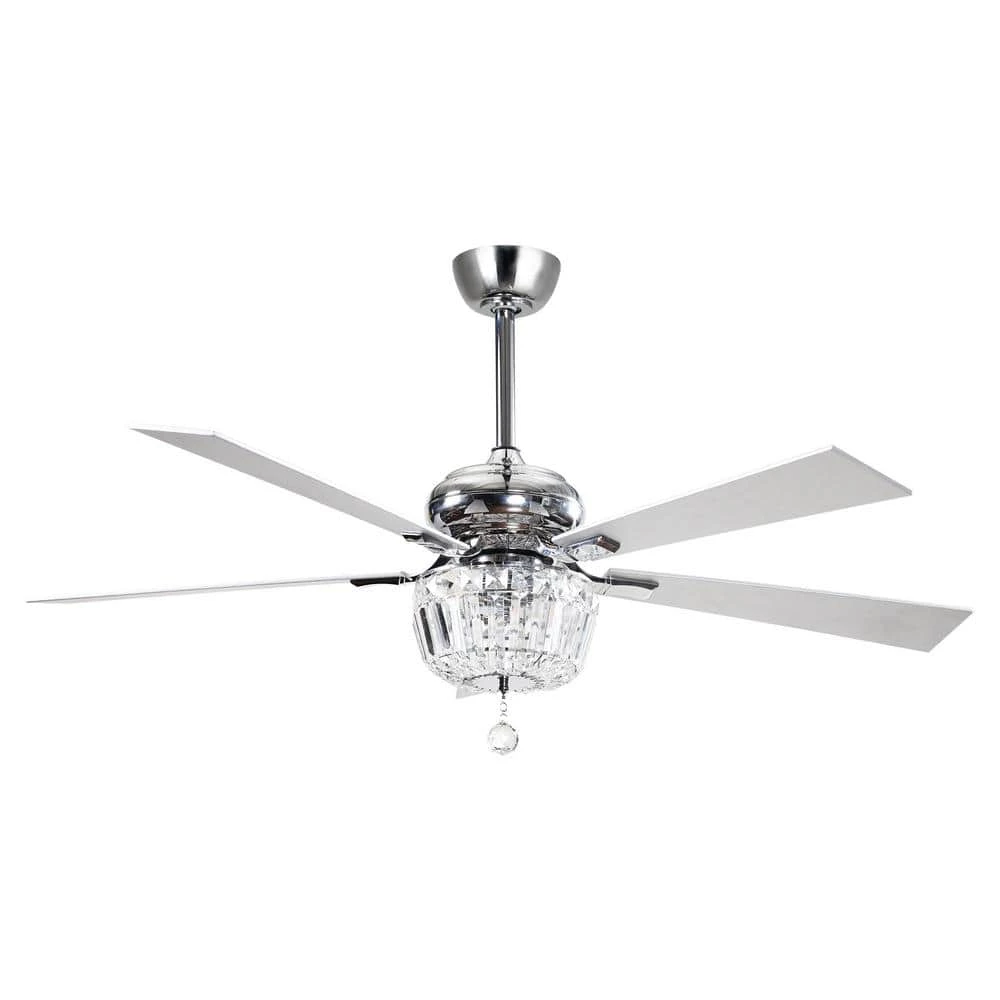 52 in. Chrome Crystal Chandelier Ceiling Fan with Light and Remote Control in Downrod Mounted by matrix decor 5 52 in. Chrome Crystal Chandelier Ceiling Fan with Light and Remote Control in Downrod Mounted by matrix decor - Image 3