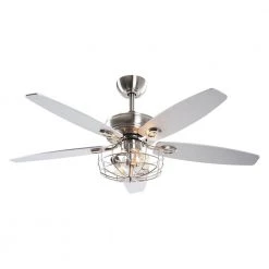 52 in. Chrome Ceiling Fan with Light and Remote Control by matrix decor