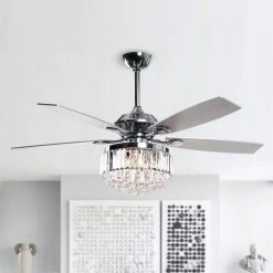 52 in. Indoor Chrome Crystal Chandelier Ceiling Fan with Light and Remote Control by matrix decor -Heath Zenith Shop chrome matrix decor ceiling fans with lights md f6252110v 44 1000