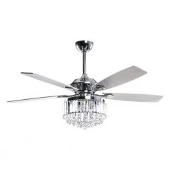 52 in. Indoor Chrome Crystal Chandelier Ceiling Fan with Light and Remote Control by matrix decor -Heath Zenith Shop chrome matrix decor ceiling fans with lights md f6252110v c3 1000