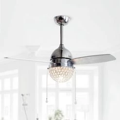 42 in. LED Indoor Chrome Crystal Ceiling Fan with Light by matrix decor 11 42 in. LED Indoor Chrome Crystal Ceiling Fan with Light by matrix decor -Heath Zenith Shop chrome matrix decor ceiling fans with lights md f6273110v 4f 1000