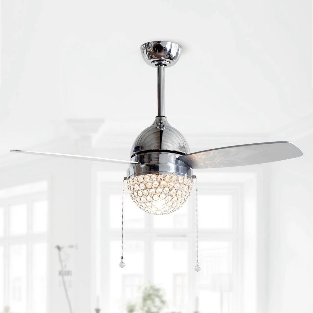 42 in. LED Indoor Chrome Crystal Ceiling Fan with Light by matrix decor 6 42 in. LED Indoor Chrome Crystal Ceiling Fan with Light by matrix decor - Image 4