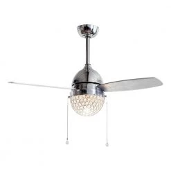 42 in. LED Indoor Chrome Crystal Ceiling Fan with Light by matrix decor