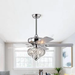 50 in. Indoor Chrome Down Rod Mounted Ceiling Fan with Light with Remote Control by matrix decor -Heath Zenith Shop chrome matrix decor ceiling fans with lights md f6296110v 4f 1000