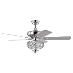 50 in. Indoor Chrome Down Rod Mounted Ceiling Fan with Light with Remote Control by matrix decor