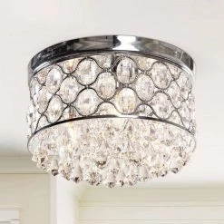 13.75 in. 3-Light Crystal Chrome Flush Mount by matrix decor -Heath Zenith Shop chrome matrix decor flush mount lights md c2262110v 4f 1000