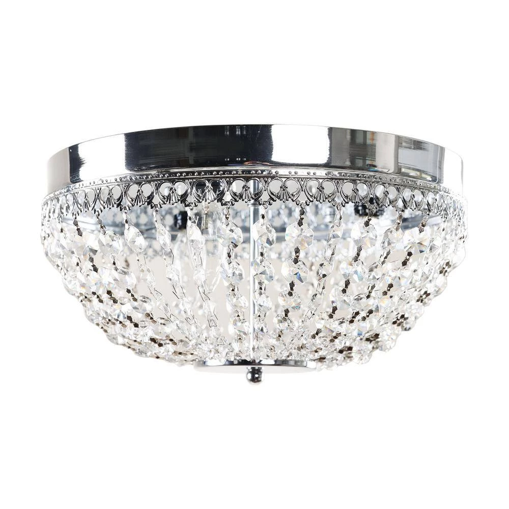 13.75 in. 3-Light Crystal Chrome Flush Mount by matrix decor 5 13.75 in. 3-Light Crystal Chrome Flush Mount by matrix decor - Image 4