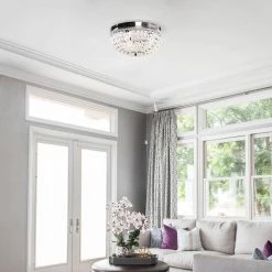 13.75 in. 3-Light Crystal Chrome Flush Mount by matrix decor 14 13.75 in. 3-Light Crystal Chrome Flush Mount by matrix decor -Heath Zenith Shop chrome matrix decor flush mount lights md c2265110v 31 1000