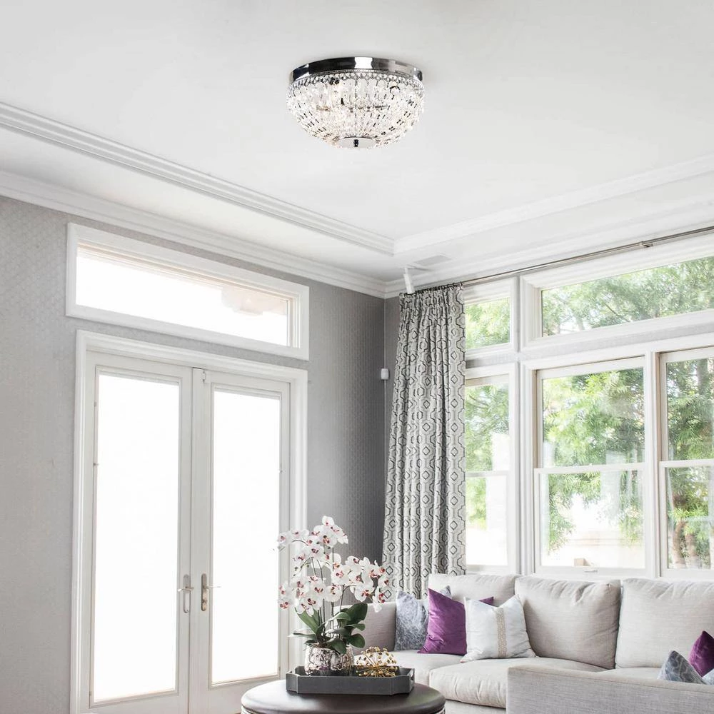 13.75 in. 3-Light Crystal Chrome Flush Mount by matrix decor 8 13.75 in. 3-Light Crystal Chrome Flush Mount by matrix decor - Image 7