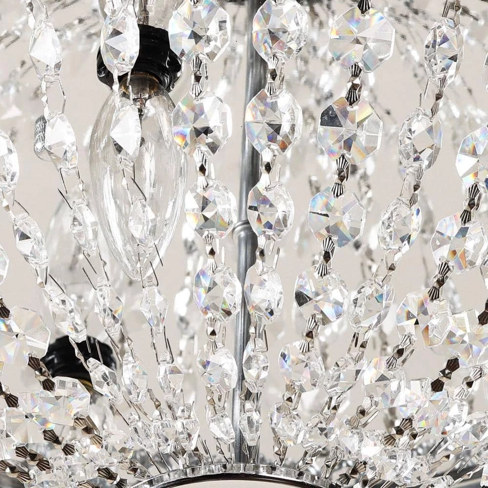 13.75 in. 3-Light Crystal Chrome Flush Mount by matrix decor 6 13.75 in. 3-Light Crystal Chrome Flush Mount by matrix decor - Image 5