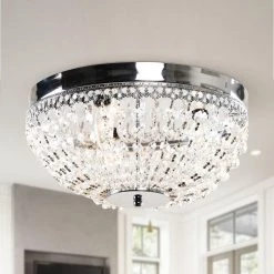 13.75 in. 3-Light Crystal Chrome Flush Mount by matrix decor 10 13.75 in. 3-Light Crystal Chrome Flush Mount by matrix decor -Heath Zenith Shop chrome matrix decor flush mount lights md c2265110v 4f 1000