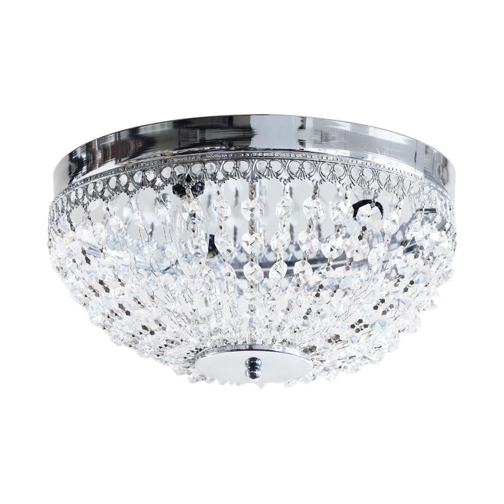 13.75 in. 3-Light Crystal Chrome Flush Mount by matrix decor 2 13.75 in. 3-Light Crystal Chrome Flush Mount by matrix decor