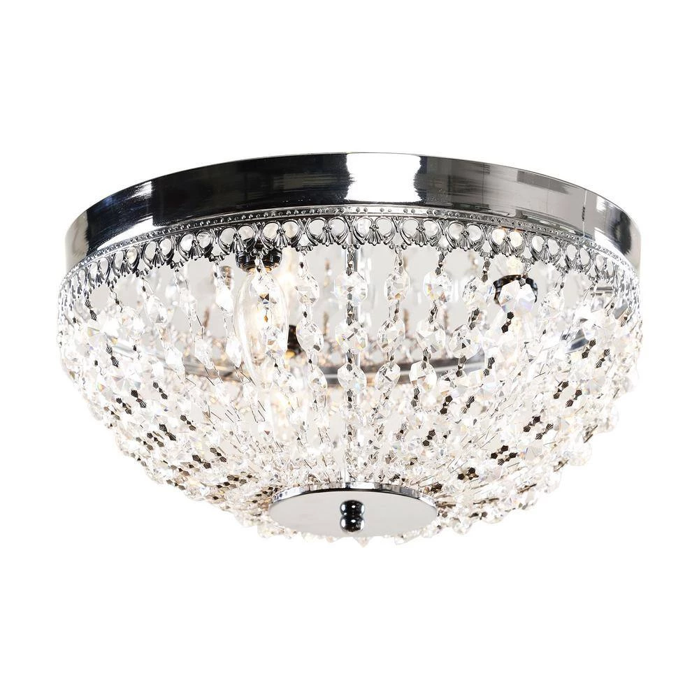 13.75 in. 3-Light Crystal Chrome Flush Mount by matrix decor 3 13.75 in. 3-Light Crystal Chrome Flush Mount by matrix decor - Image 2